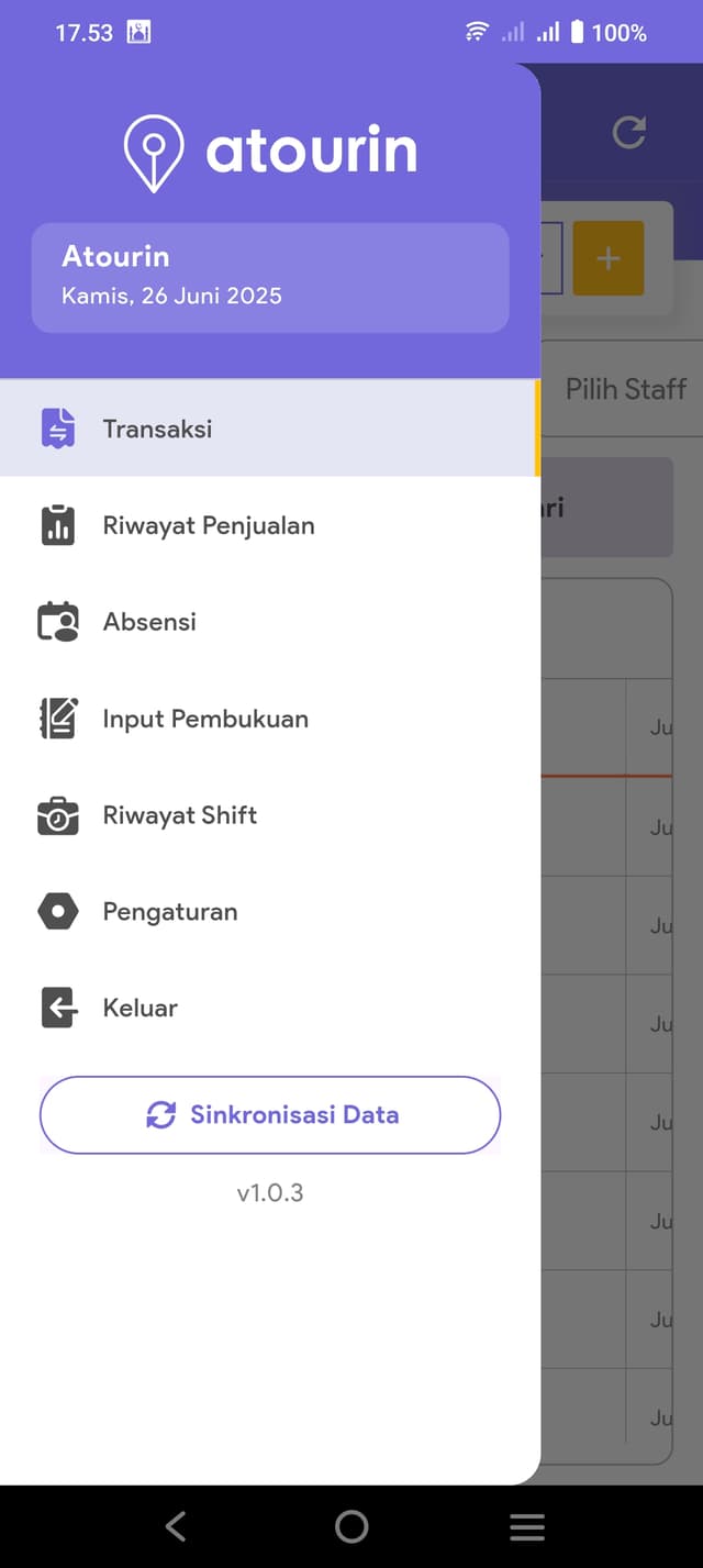 Tampilan aplikasi Atourin Bisnis