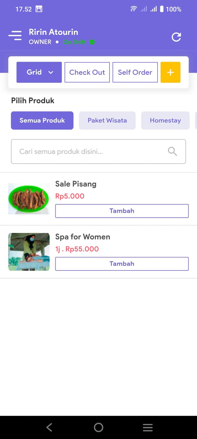 Tampilan aplikasi Atourin Bisnis